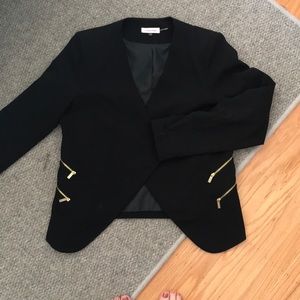 Black Blazer with Gold Zipper Detail